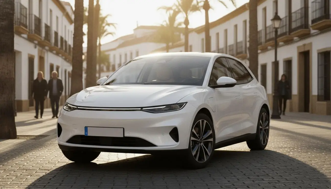 Coche genérico aparcado en una calle española, ilustrando el crecimiento del renting empresas